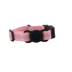 Large Pink Adjustable Dog Collar with Apple AirTag Holder